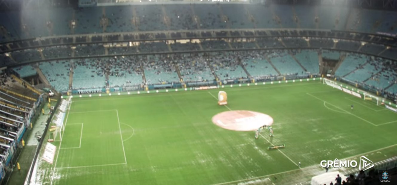 CBF mantém Grêmio x Bahia mesmo após ciclone extratropical atingir o RS (Foto reprodução Grêmio TV)