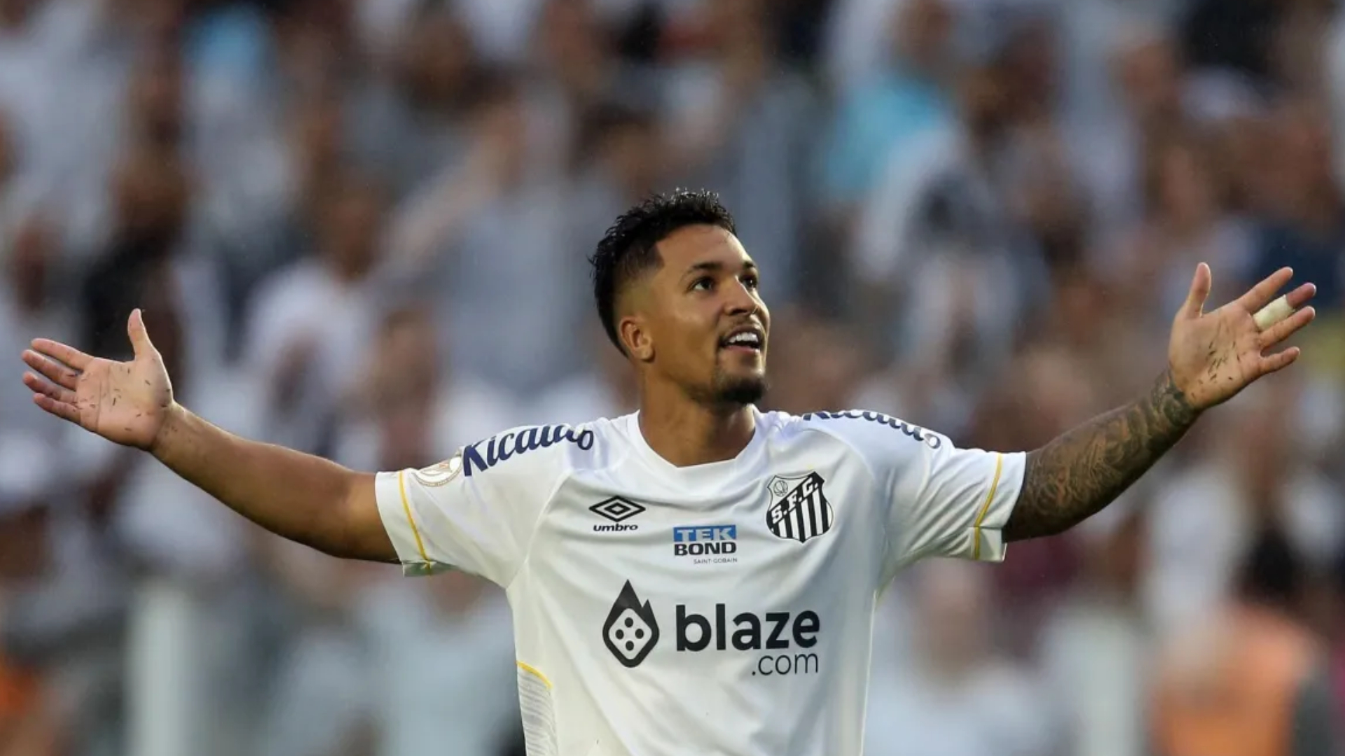 Marcos Leonardo em jogo pelo Santos