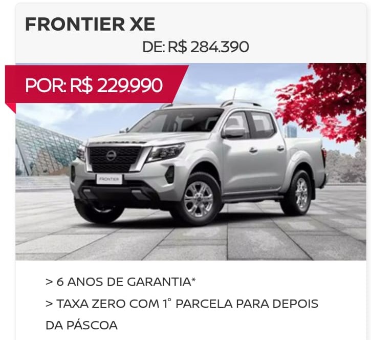 Nissan libera o preço da Frontier para CNPJ com desconto de até R$ 57.600