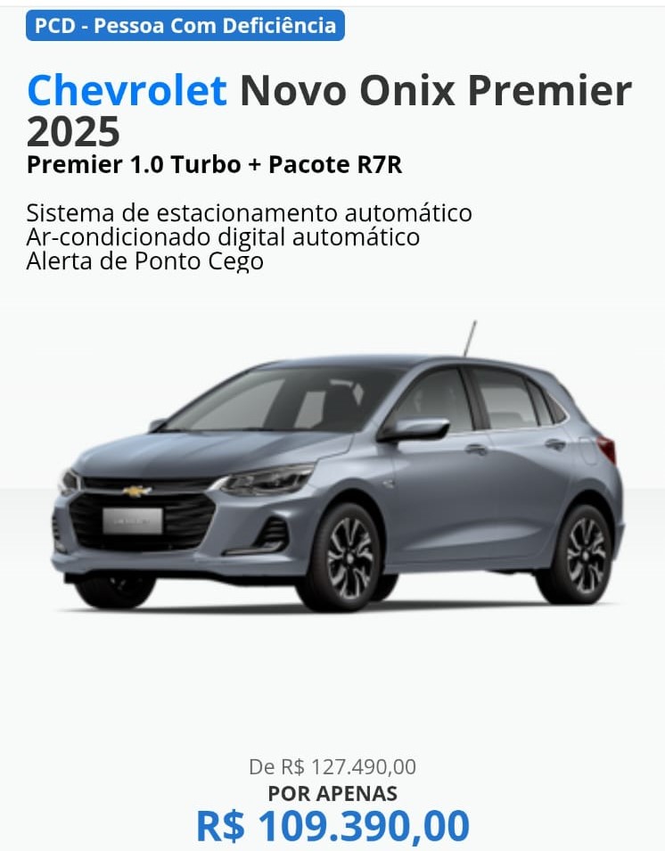 Chevrolet divulga o preço do Onix Premier com desconto de até R$ 18.100