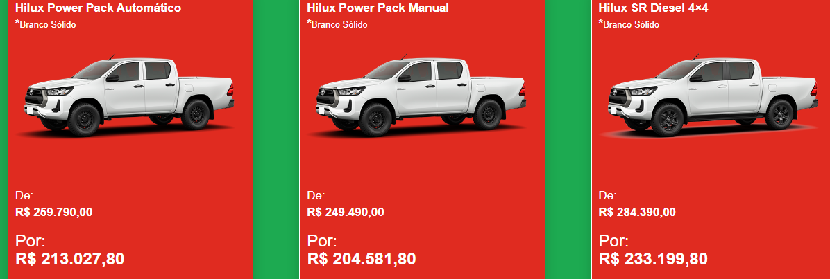 Toyota atualiza os preços da Hilux em janeiro com desconto de até R$ 51.190