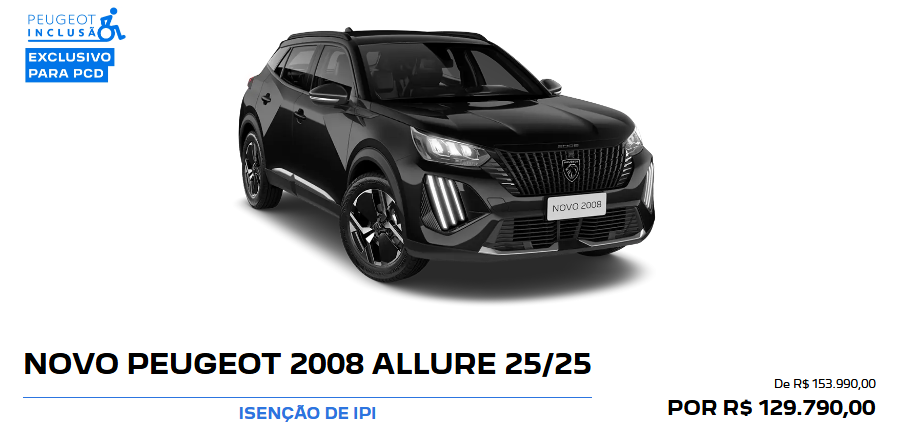 Peugeot anuncia preço do 2008 Allure para PcD com desconto de R$ 24.260