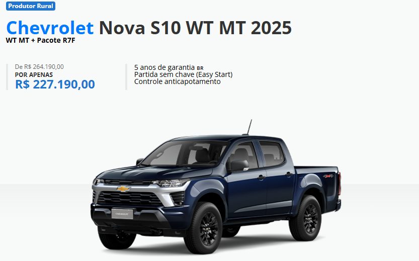 Chevrolet libera os preços da S10 para CNPJ em janeiro com desconto de até R$ 39.600