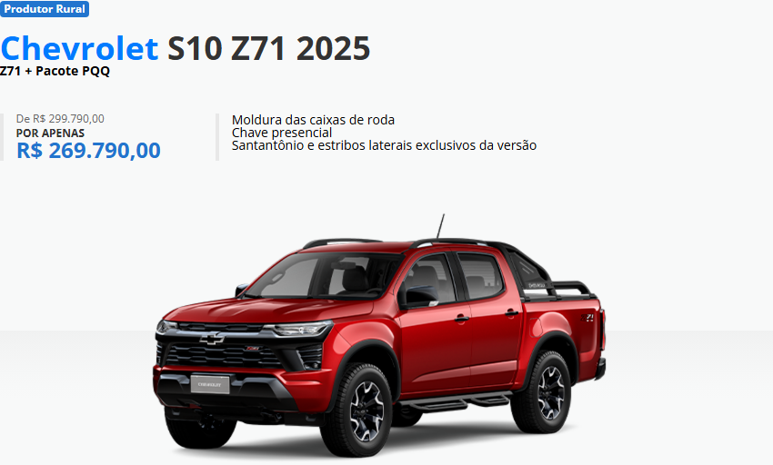 Chevrolet libera os preços da S10 para CNPJ em janeiro com desconto de até R$ 39.600