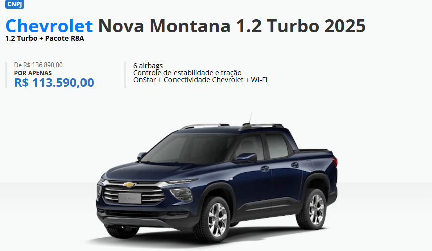 Chevrolet atualiza os preços da Montana em janeiro com desconto de até R$ 29.342