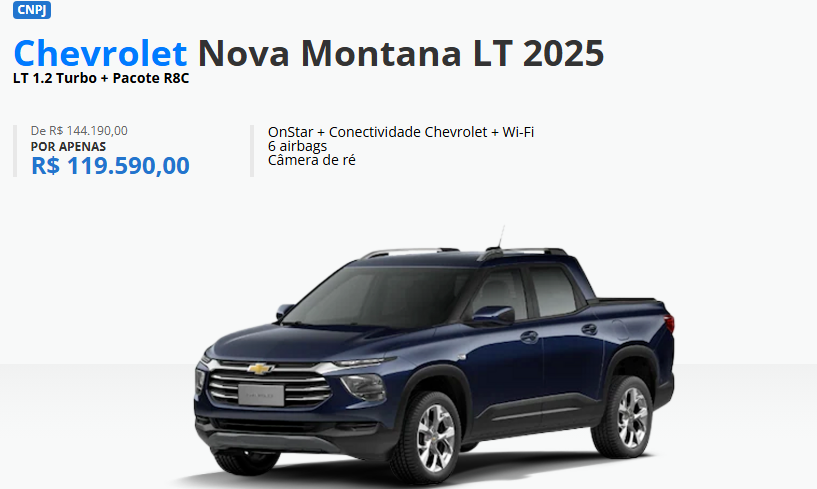 Chevrolet atualiza os preços da Montana em janeiro com desconto de até R$ 29.342