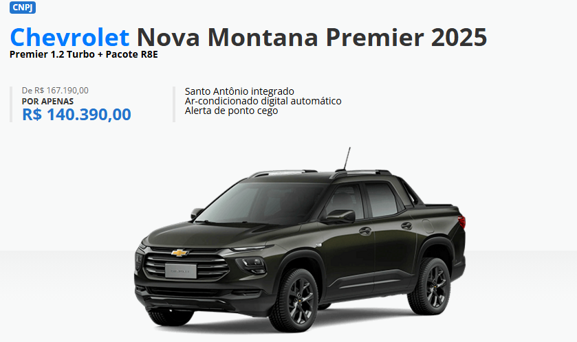 Chevrolet atualiza os preços da Montana em janeiro com desconto de até R$ 29.342