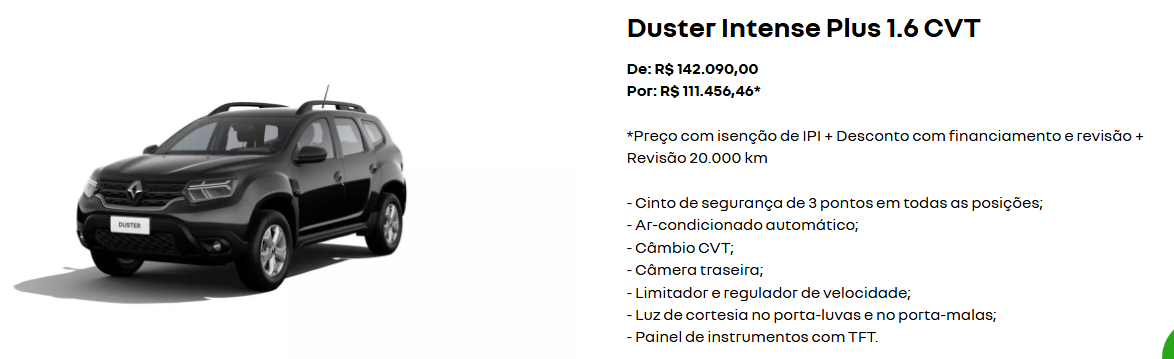 Renault libera Duster Intense Plus para PcD com descontos de R$ 30.635