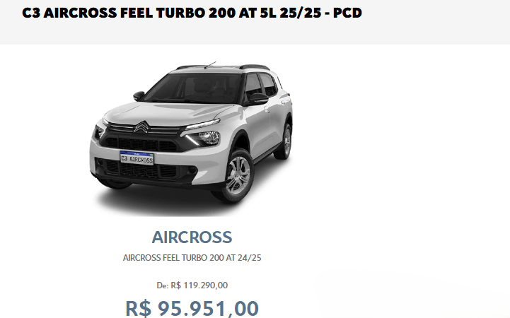 Citroën libera o preço do C3 Aircross Feel T200 com desconto de R$ 23.339