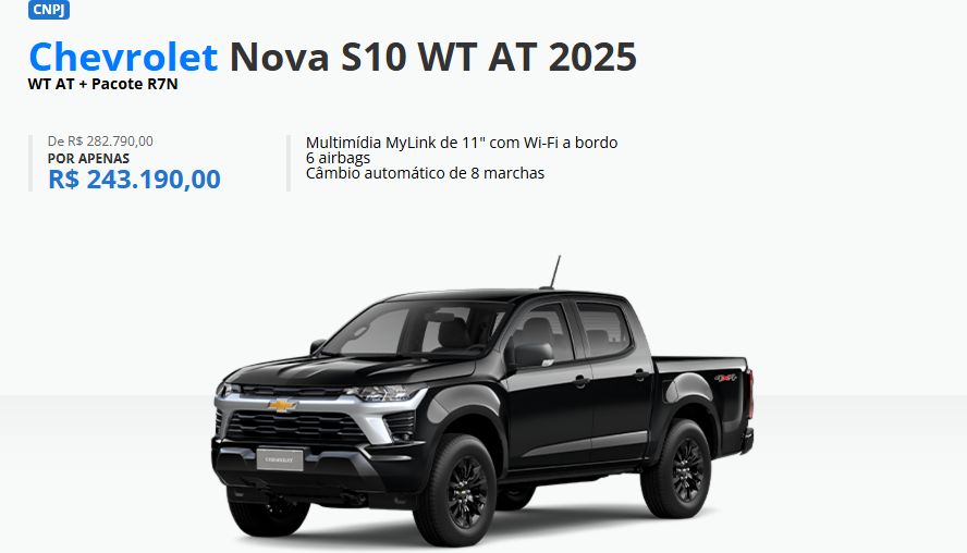 Chevrolet anuncia S10 WT em janeiro com desconto de R$ 39 mil