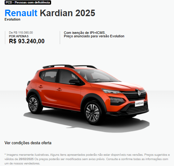 Renault libera em fevereiro o Kardian Evolution AT para PcD com desconto de R$ 24.850