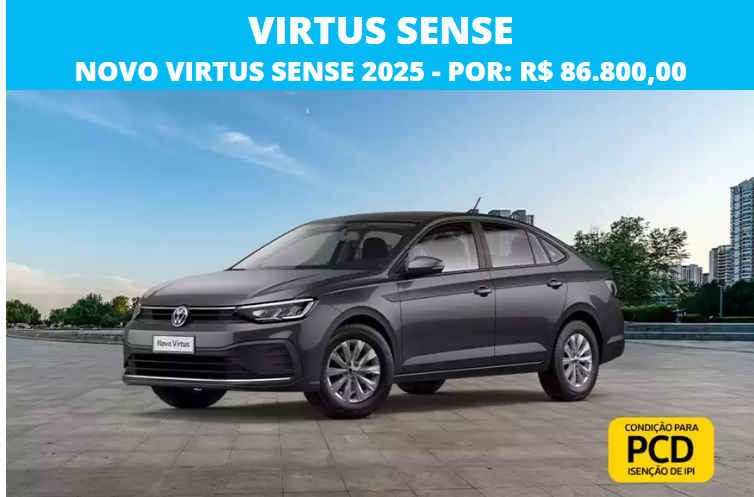 Volkswagen anuncia Virtus Sense para PcD em fevereiro com de R$ 19.190