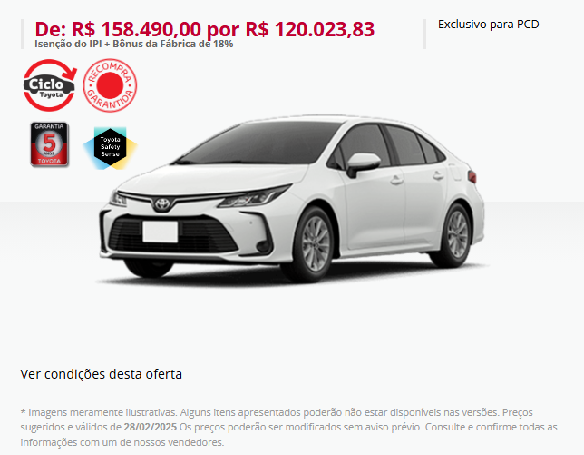 Toyota libera Corolla GLI em fevereiro com desconto de R$ 38 mil