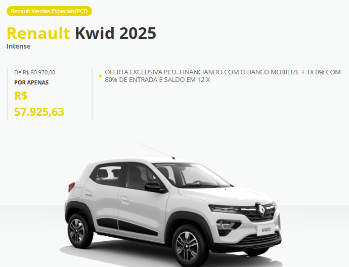 Renault atualiza os preços do Kwid para PcD com desconto de R$ 23.044