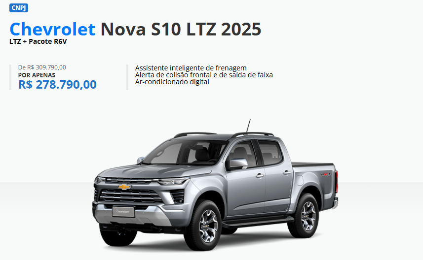 Chevrolet S10 LTZ é liberada com desconto de R$ 31 mil em fevereiro de 2025