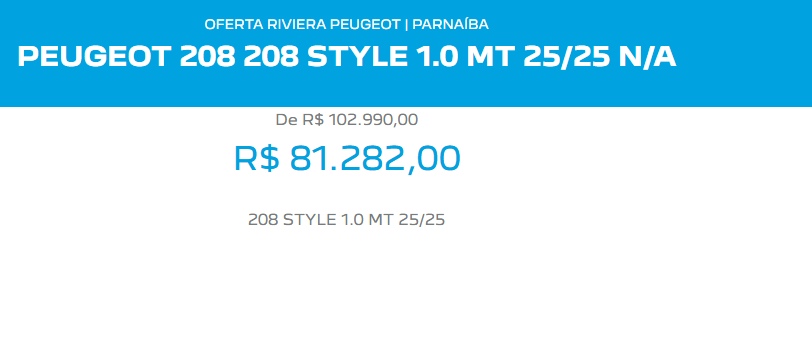 Peugeot oferece descontão de R$ 21.708 no 208 Style para PcD em fevereiro