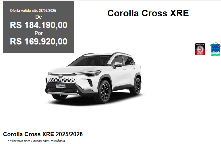 Toyota anuncia Corolla Cross XRE com descontão para zerar estoque de R$ 14 mil