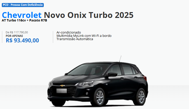 Chevrolet lança promoção com Onix Turbo AT com super desconto de R$ 24.300