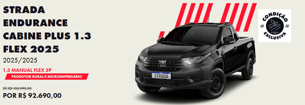 Fiat oferta Strada Endurance em fevereiro com super desconto de R$ 16.348