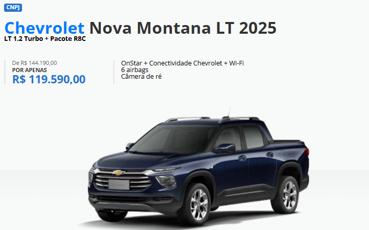 Chevrolet libera Montana LT Turbo com uma bolada de desconto de R$ 24.600