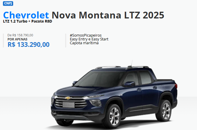 Chevrolet oferece Montana LTZ Turbo AT com descontão para liquidar estoque de R$ 25.500