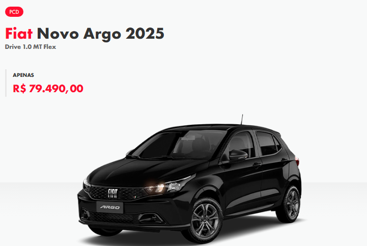 Fiat anuncia Argo Drive 1.0 com desconto de R$ 12.500 para zerar estoque