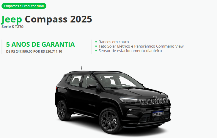 Jeep anuncia Compass Serie S com super desconto de R$ 27.278 para zerar estoque