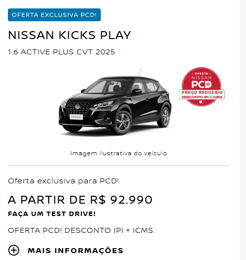 Nissan Kicks Play Active é ofertado com mega desconto de R$ 24.900 para zerar estoque