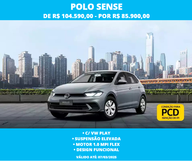 Volkswagen Polo Sense é liberado em março com mega desconto R$ 18.590 para esvaziar estoque