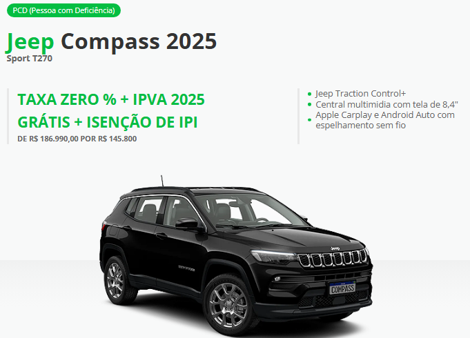 Jeep Compass Sport é anunciado em março com mega desconto R$ 41.190 para limpar estoque