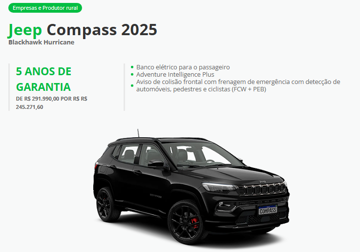 Jeep Compass Blackhawk é anunciado em março com mega desconto R$ 46,7 mil para zerar estoque