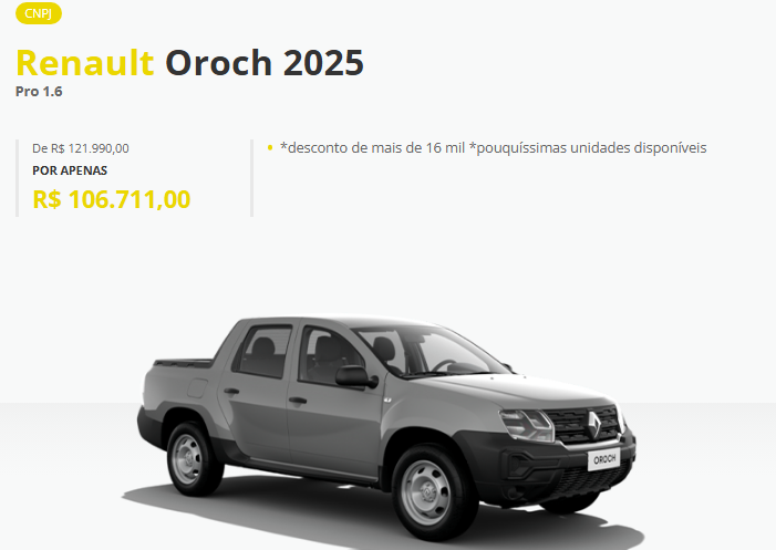 Renault Oroch Pro é anunciado em março com grande desconto de R$ 15.279 para limpar estoque