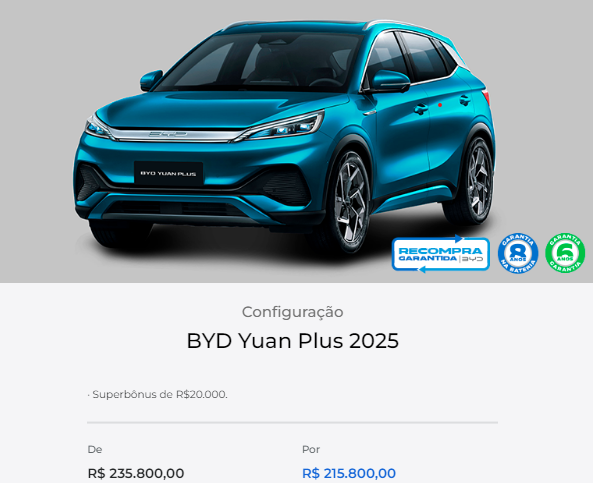 BYD Yuan Plus é liberado com super oferta de até R$ 41.910 de desconto em março