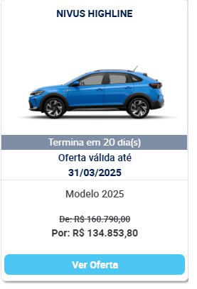 Volkswagen Nivus Highline é liberado com mega desconto de R$ 25.936 para limpar estoque