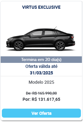 Volkswagen Virtus Exclusive é ofertado com mega desconto de R$ 34.372 para zerar estoque