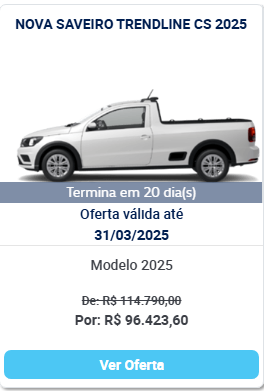 Volkswagen Saveiro Trendline é liberado com grande desconto R$ 18.366 para limpar estoque