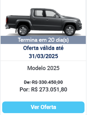 Volkswagen Amarok Highline é liberado com grande desconto R$ 57.398 para CNPJ