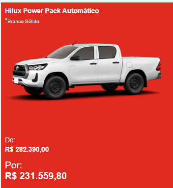 Toyota Hilux Power Pack AT é vendida com grande desconto de R$ 50.830 para liquidar estoque