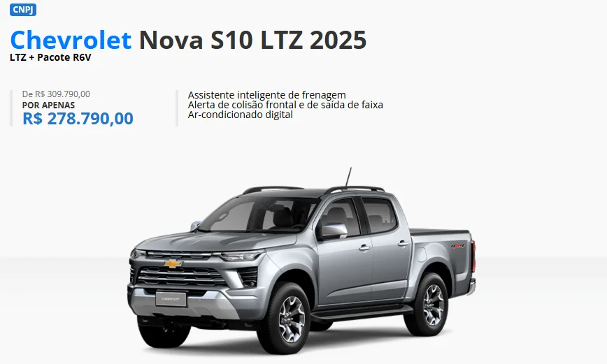 Chevrolet oferta S10 LTZ para CNPJ com desconto de R$ 31 mil em janeiro de 2025 2 Chevrolet oferta S10 LTZ para CNPJ com desconto de R$ 31 mil em janeiro de 2025