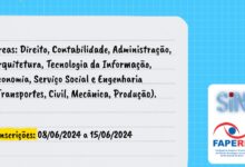 Fapern e SIN lançam edital com 41 vagas em diversas áreas; bolsas de até R$ 4 mil