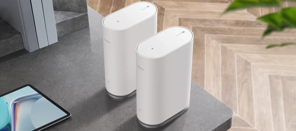 O HUAWEI WiFi Mesh 7 é ideal para grandes residências e empresas, oferecendo Wi-Fi 6 plus, até 6600 Mbps e cobertura de 600m² para 250+ dispositivos.