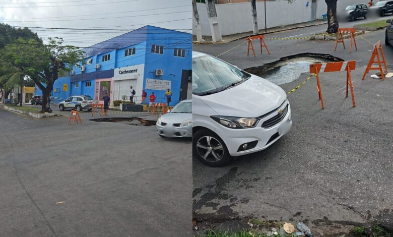 Vazamento de água abre cratera e interdita trecho de avenida em Nova Descoberta.jpg