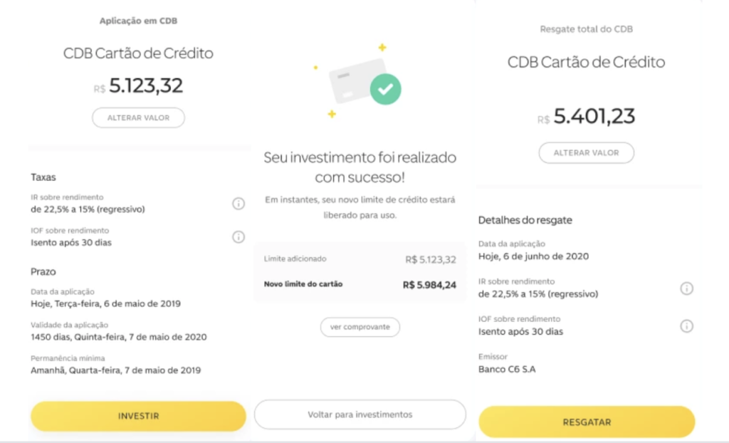 Investir CDB Cartão de Crédito C6 Bank