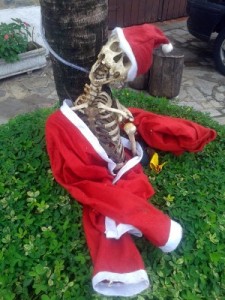 Esqueleto usado para enfeite natalino (Foto: Arquivo pessoal)
