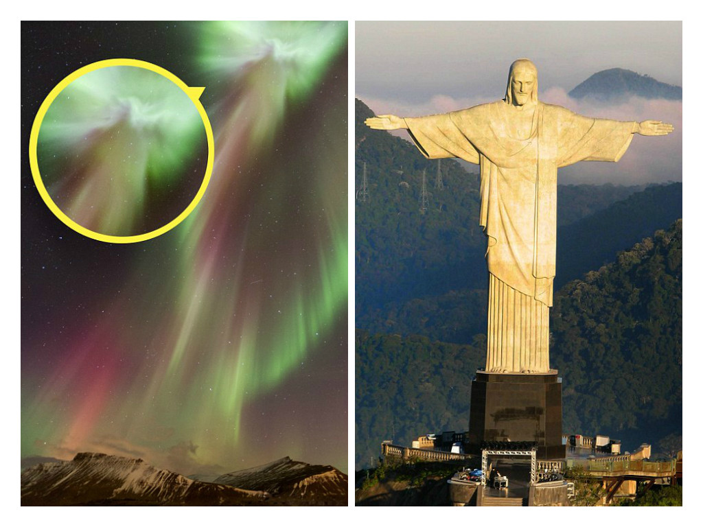 A forma da aurora sobre a Islândia se assemelhava a estátua do Cristo Redentor, no Rio de Janeiro.