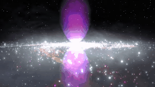 Os Fermi Bubbles brilham em raios gama quase uniformes e aparecem como duas lâmpadas incandescentes de 30.000 anos-luz.