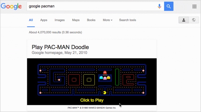 jogo Pac Man no google