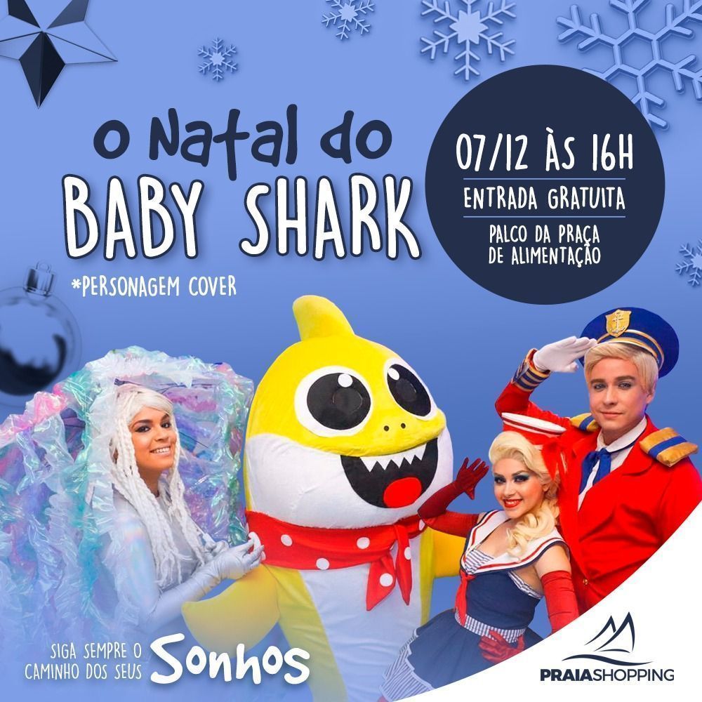 Baby Shark é atração natalina do Praia Shopping neste fim de semana