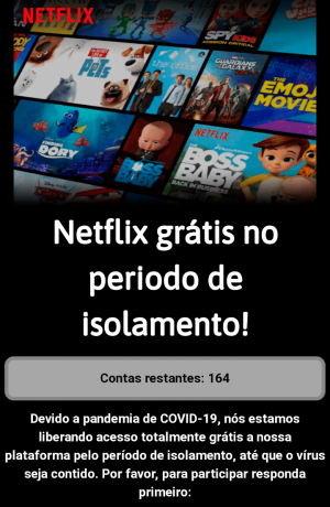 Golpe da assinatura de streaming grátis 65 mil acessos e compartilhamentos