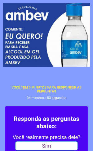 Golpe do falso kit de álcool gel 43 mil acessos e compartilhamentos